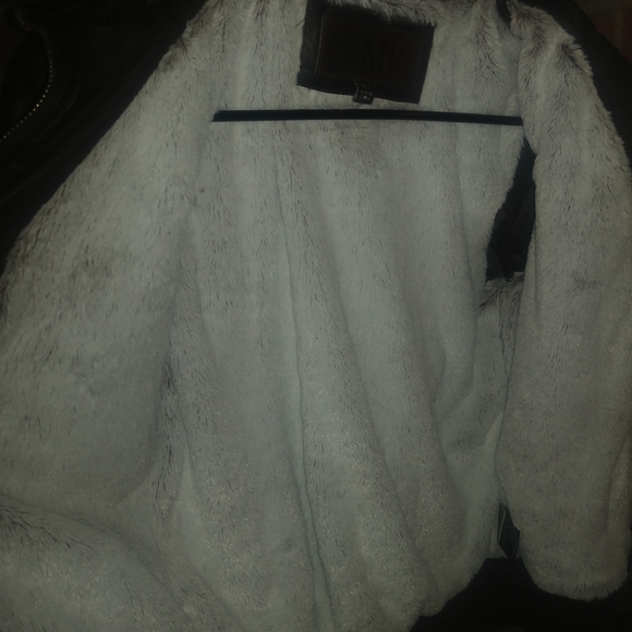 Faux leather Brown moto jacket with plush material inside - Picture 6 of 9